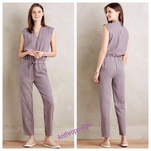 Anthropologie Lavender Sleeveless Drawstring Jumpsuit